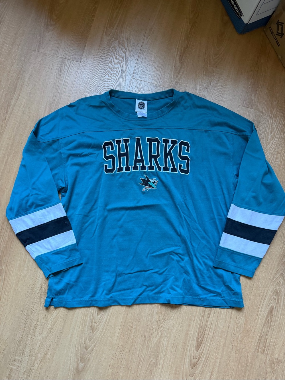 NHL Teal Sharks Long-Sleeve Jersey Shirt